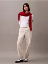 Calvin Klein Women's Logo Tape Fleece Joggers In Vanilla Heather