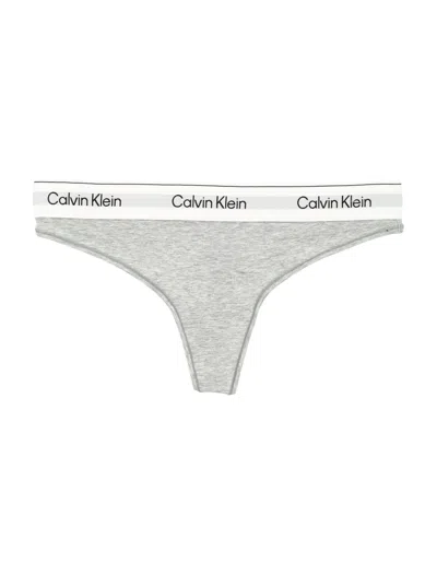 Calvin Klein Women's Logo Waistband Thong Underwear In Grigio