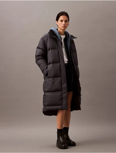 Calvin Klein Women's Long Down Puffer Jacket In Ebony