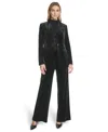 Calvin Klein Women's Long Sleeve One-button Velvet Jacket In Black
