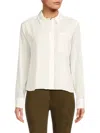 Calvin Klein Women's Long Sleeve Puckered Button Down Shirt In Cream
