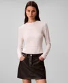Calvin Klein Women's Long Sleeve Textured Knit Slim Top In Neutral
