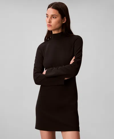Calvin Klein Women's Long Sleeve Turtle Neck Mini Dress In Blue