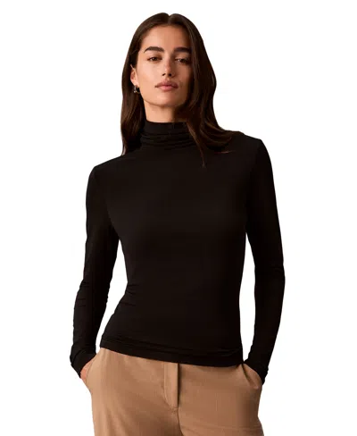 Calvin Klein Women's Long-sleeve Crepe Jersey Top In Purple