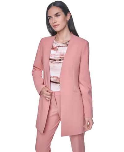 Calvin Klein Women's Long-sleeve Open Front Blazer In Pink