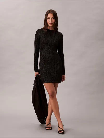 Calvin Klein Women's Lurex Merino Wool Blend Mini Sweater Dress In Multi