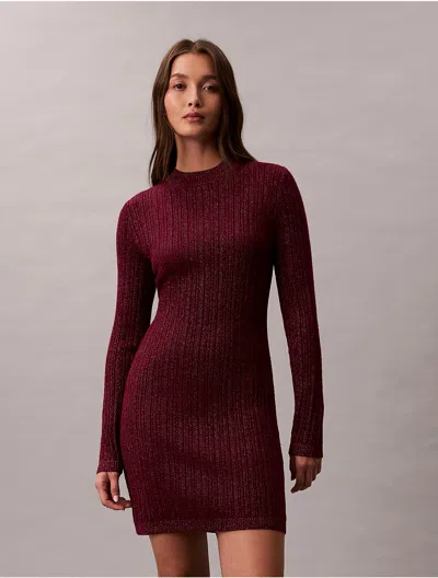 Calvin Klein Women's Lurex Merino Wool Blend Mini Sweater Dress In Multi