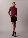 Calvin Klein Women's Lurex Merino Wool Blend Turtleneck Sweater In Burgundy