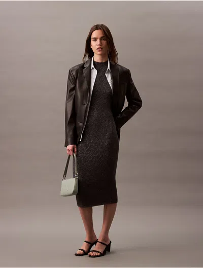 Calvin Klein Women's Lurex Midi Dress In Ebony
