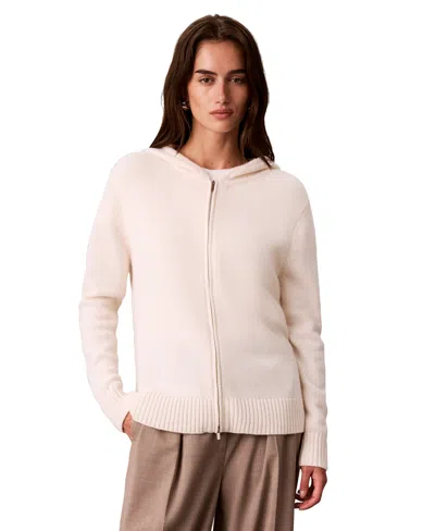 Calvin Klein Women's Lux Zip-up Hoodie Sweater In Neutral