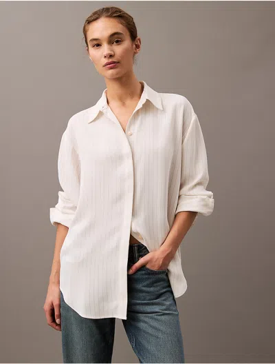 Calvin Klein Women's Luxe Stripe Relaxed Button-down Shirt