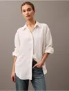 Calvin Klein Women's Luxe Stripe Relaxed Button-down Shirt In Fine Stripe