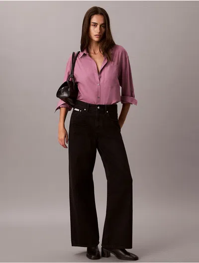 Calvin Klein Women's Lyocell Roll Tab Button-down Shirt In Pink