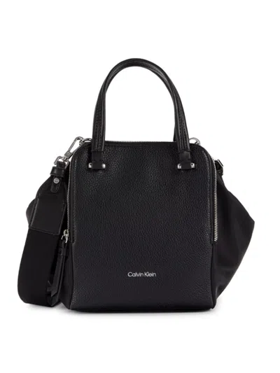 Calvin Klein Women's Marble Faux Leather Double Top Handle Bag In Black