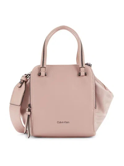 Calvin Klein Women's Marble Faux Leather Double Top Handle Bag In Pink