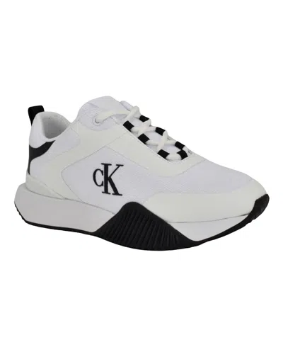 Calvin Klein Women's Marlon Lace-up Casual Platform Sneakers In White / Black