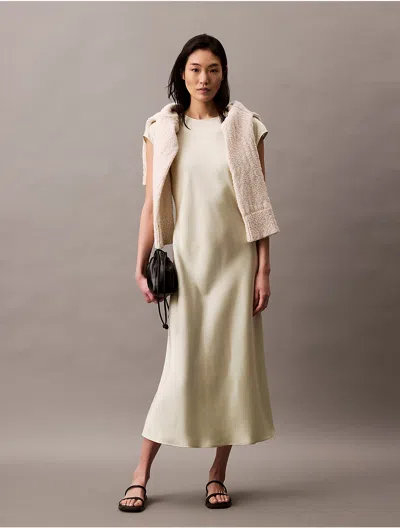 Calvin Klein Women's Matte Satin Midi Sheath Dress In Aloe Wash