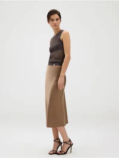 Calvin Klein Women's Matte Satin Midi Skirt In Fossil