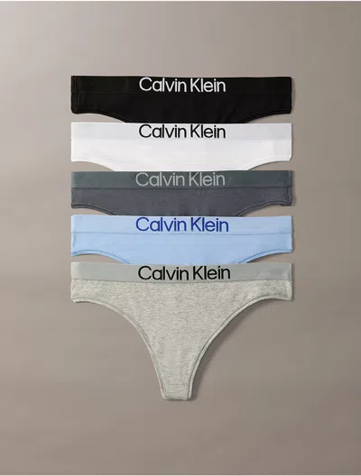 Calvin Klein Women's Maximum Cotton 5-pack Thong In Blue
