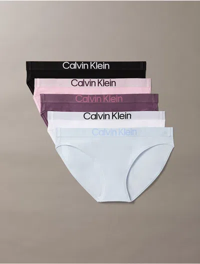Calvin Klein Women's Maximum Cotton 5-pack Bikini In Black/classic White/plein Air/vintage Violet/hawaii Orchid