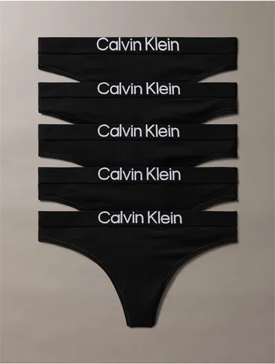 Calvin Klein Women's Maximum Cotton 5-pack Thong In Black