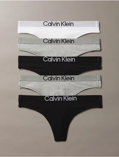 Calvin Klein Women's Maximum Cotton 5-pack Thong In Black / Grey Heather / White