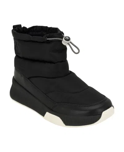Calvin Klein Women's Maye Quilted Cold Weather Puffer Round Toe Boots In Black