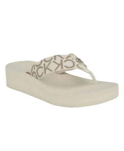 Calvin Klein Women's Meena Casual Platform Flip-flop Sandals In Ivory