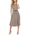 Calvin Klein Women's Menswear Plaid Belted Midi Dress In Neutral
