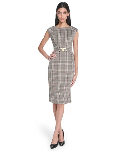 Calvin Klein Women's Menswear Sheath Short Dress In Gray