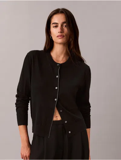 Calvin Klein Women's Merino Wool Blend Cardigan In Black