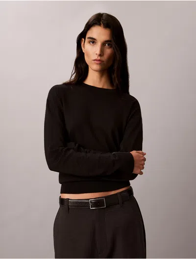 Calvin Klein Women's Merino Wool Blend Crewneck Sweater In Black