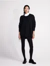 Calvin Klein Women's Merino Wool Cable Knit Relaxed Crewneck Sweater In Black