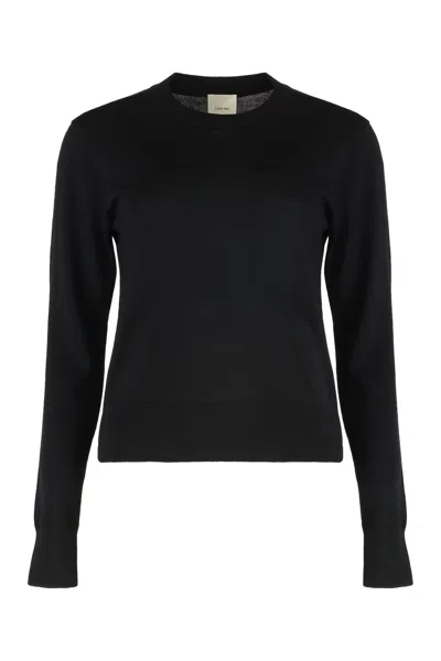 Calvin Klein Women's Merino Wool Round-neck Sweater With Long Sleeves In Black