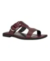 Calvin Klein Women's Meritt Leather Flat Slip-on Sandals In Burgundy