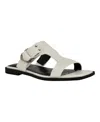 Calvin Klein Women's Meritt Leather Flat Slip-on Sandals In White