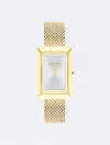 Calvin Klein Women's Two Hand Gold-tone Stainless Steel Mesh Bracelet Watch 22.5mm In Gold/white