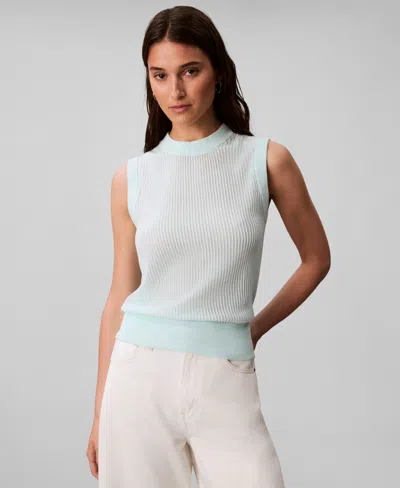 Calvin Klein Women's Mesh Sweater Vest In Blue