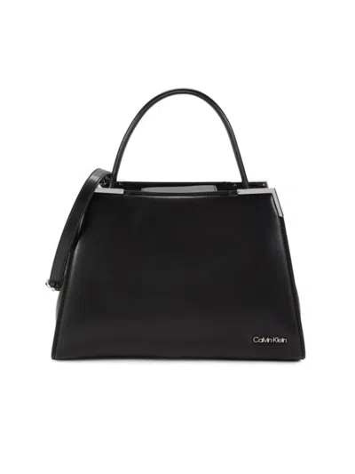 Calvin Klein Women's Mica Two Way Top Handle Bag In Black Silver
