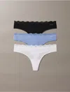Calvin Klein Microfiber 3 Pack Thongs In Multi
