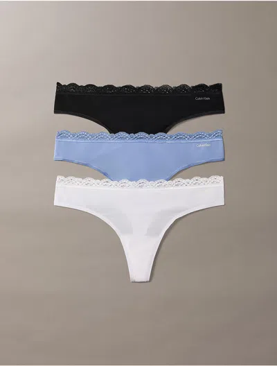 Calvin Klein Microfiber 3 Pack Thongs In Multi