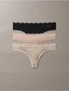 Calvin Klein Women's Microfiber Stretch With Lace 3-pack Thong In Multi