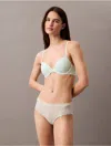 Calvin Klein Women's Microfiber Stretch With Lace Hipster In Moonlight Jade