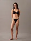 Calvin Klein Women's Microfiber Stretch With Lace String Bikini In Black