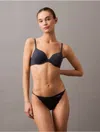 Calvin Klein Women's Microfiber Stretch With Lace String Bikini In Moonlight Jade