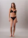 Calvin Klein Women's Microfiber Stretch With Lace Thong In Black