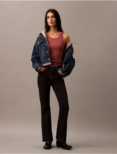 Calvin Klein Women's Mid Rise Flared Fit Jeans In Blue Black Stone