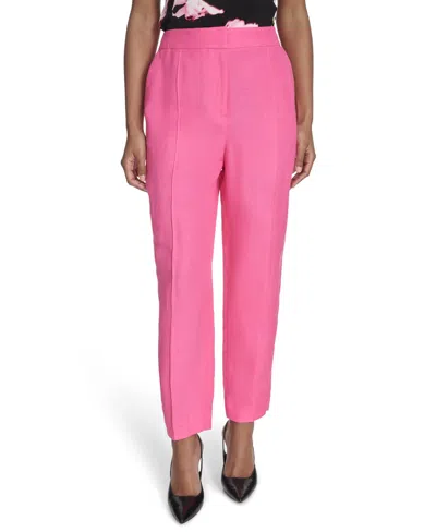 Calvin Klein Women's Mid Rise Linen-blend Pants In Peony