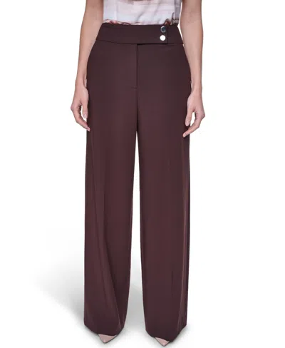 Calvin Klein Women's Mid Rise Wide Leg Pants In Burgundy