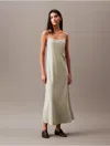 Calvin Klein Viscose Slip Maxi Length Dress Clothing In Desert Sage